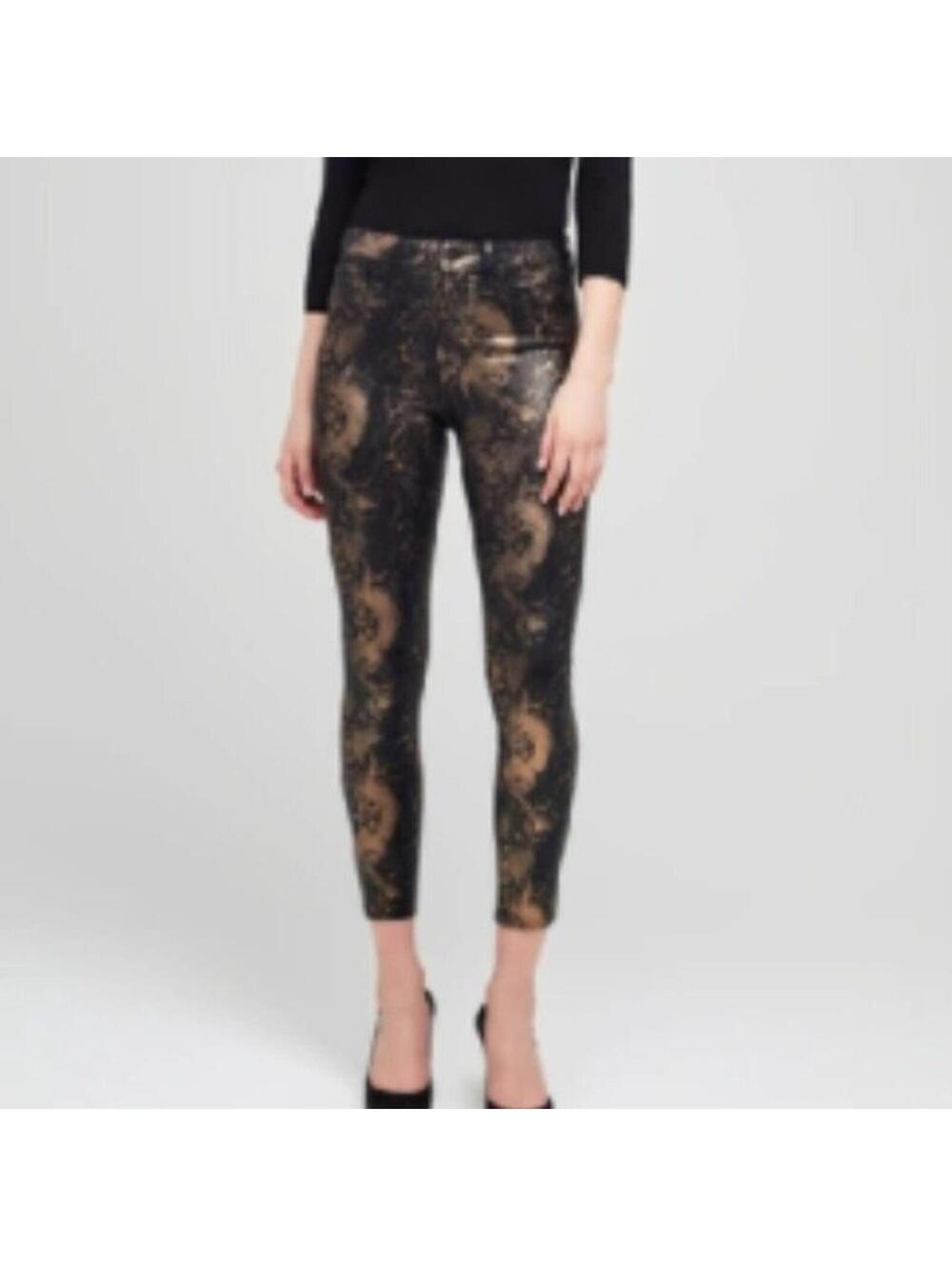 NWOT L'AGENCE Margot High-rise Ankle Skinny Foil Python-print Jeans Black